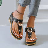 Zingj Size Slope With Hollow Toe Slippers Female Thick Bottom Buckle Lightweight Beach