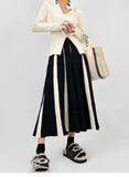 Black Patchwork Long Skirt- Outfit