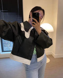 Desinger Faux Leather Jacket Women Black Fall Coat Brown PU Cropped Bomber Jacket High Fashion Autumn