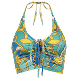 Holiday Top 90s Vests Paisley Printed Crop tank Top y2k Aesthetic Halter Top Ruched Tie Up Camis Women Vintage