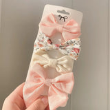 Pcs/set Cotton Linen Leopard Printed Bowknot Hair Clips For Cute Girls Barrettes Safty Hairpins Headwear Kids Hair