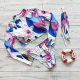 Sexy Long Sleeve Bikinis Women Swimsuit Green Leaves Print Bathing Suits Beachwear Brazilian Bikini Set Biquini