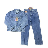 Zingj Devil Island Denim Suit High Street Western Denim Jacket Baggy Jeans Trend Card 211-1-Outfit