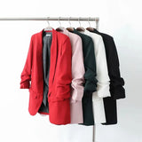 Blazer Women Suits 2020 Spring Summer Three Quarter Sleeve Thin Jacket Leisure Pink