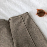 Women Winter Woolen High-waist Solid Zipper Students Casual Outwear Slim Korean Style A-line All-match Fashion