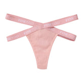 Cross Strap Women High Waist Panties Letter Waisted Thongs Cotton G-string Femme Hollow Out Lady Briefs Lingerie