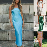 Summer Solid Color Elastic Backless Knitted
