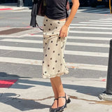 Point Splicing Woven Half Skirt New In The Long Wooden Ear Temperament Elegant Ass Skirt Women