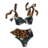 Women Floral 2021 Push-Up Padded Bra Ruffles Bandage Bikini Set Swimsuit Swimwear Bathing Suit Beachwear