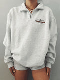 Quarter Zip Printed Sweatshirt- Outfit