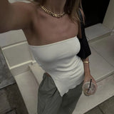 Side Slit Tube Top-Outfit