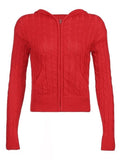 Hooded Cable Knit Cardigan- Outfit