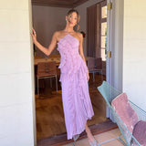 Summer Women's New Temperament Of The Famous Lotus Leaves Side Fold Hanging Neck Hanging Dress Dress Dress Dress