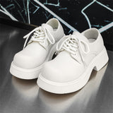 Zingj Wind Small Leather Shoes Thick Sole Increased Spring And Autumn New Lace-Up Happy Shoes Versatile Casual Leather Shoes