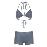 Cloth Forget Y2K Bow Tsets Holiday Bikini Set With Triangular Corset Low-Rise