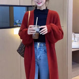 Zingj And Winter Long Sweater Cardigan Coat Women's Hot Style Loose Lazy Wind Wear Thick Sweater Top-Outfit