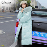 Winter Long Parkas Women Fashion Thick Fur Hooded Coats Women Elegant Collected Cotton Padded Winter Jacket