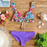 Bikini Set Women Swimwear Push Up Swimsuit Top Solid Bottom Print Brazilian Biquini Bathing Suit Swim Wear