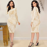 Zingj Fashion New Nightclub Hot Diamond Mesh Perspective Zipper Long Sleeve Dress Dress