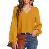 Women Blouse 2022 Spring Fashion V Neck Long Sleeve Elegant Office Work Shirts Tops Lady Plus Size Casual Chiffon