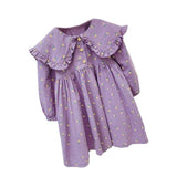 Piece 2021 Spring Autumn Baby Girl's Cute Floral Print Dress Children Fashion Party Dress Kids Infant
