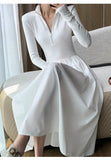 Vintage White Long Sleeve Knitted Midi Dresses for Women 2023 Autumn Casual Fashion Slim Elegant Party Female