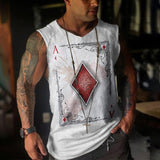 Summer O-Neck Tops Hipster Streetwear New Fashion Poker Skull Printed Men's Tank Tops Casual Loose Sleeveless Vest For