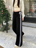 Black Striped Bow Wide Leg Pants-Outfit