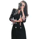 Wind Temperament Long Striped Double Buckle Waist Coat 2025 New Korean Version Of The Suit Wind