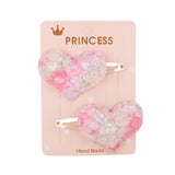 Glitter Cartoon Cartoon Love Heart Crown Hair Clips For Girls Handmade Hairpins Boutique Barrette Kids Hair