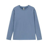 Woman Long Sleeve T-shirts Crew Neck Tops Tees Solid Color Cotton Clothes 2021Spring Fashion