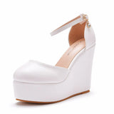 Hed Sandals Women's Summer 2025 New Comfortable White Thick-Soled Round Head High-Heeled Waterproof Table Casual Women's
