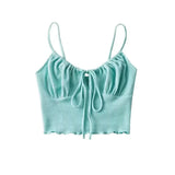 Zingj New Short Tight-Fitting Waffle Strap Vest With High Waist And Navel Halter