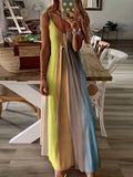 Zingj Women's Long Dress Slim Dazzle Color Slip Dress Gradient New Print Women's Dress-Outfit