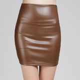 Skirts Women Pencil Skirt Pu Leather High Waist Party Female Sexy Short Woman Bodycon Saias Feminina 20 Candy Colors
