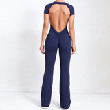 Zingj Back Short Sleeve Nude Yoga Suit Wearing A Fitness Horn Tisuit-Outfit