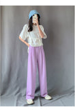 Summer Suit Pants Spring Office Lady New Autumn Candy Solid High Waist Female Straight Long
