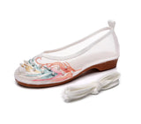 Zingj Shoes Antique Shoes Embroidered Mesh Yarn Single Shoes Round Head Hollow Flat Embroidered Shoes