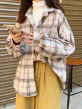 Checkered Print Button Blouse- Outfit
