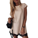 Dress Short Sleeve Straight Lace Mini Party Dresses Summer Elegant Robe Femme Womens Clothing