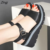 Summer Shoes Women Wedges Heels Sandals Young Ladies Casual Sandals Open toe Black White Shoes Wedge Heel