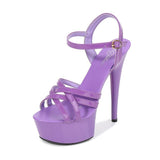 Hot! Women Summer Sandals Patent Leather Platform Sandals High-heeled Shoes 15cm Fashion Shows Thin Heels Plus-size pumps