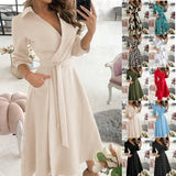 Dresses For Women Robe emme V Neck Floral Printed Boho Beach Dress Estidos de Fiesta Female Robe Vestido Floral
