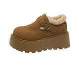 Version Of Temperament Plus Velvet Pine Cake Heightening Leg Growth Head Round Head Birken Cotton Shoes 2025 New Warm Snow