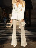 Zingj Casual Suit Autumn 2024 New Flower Splicing Long Sleeve Suit Jacket Nail Bead Micro La Straight