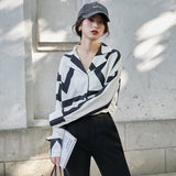 Autumn 2019 Women Tops And Blouses Chiffon Long Sleeve Shirt Lapel Black And White Korean Shirt New