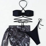 three-piece bikini swimsuit with