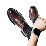 Zingj Men's Korean Version Wedding Groom Shoes Male Business Dress British Wind And Velvet Casual Shoes Px