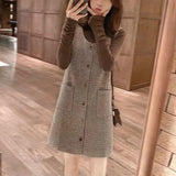 Zingj Foreign Style Reduce Age Show Thin Sweet Wind Autumn Warm New Style Hepburn Wind Temperament Fried Street Skirt Two Sets-Outfit