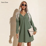 Knitted Women Dresses Autumn Winter Long Sleeve Loose Elegant Sexy V-neck Office Solid Mini Dress Woman Robe